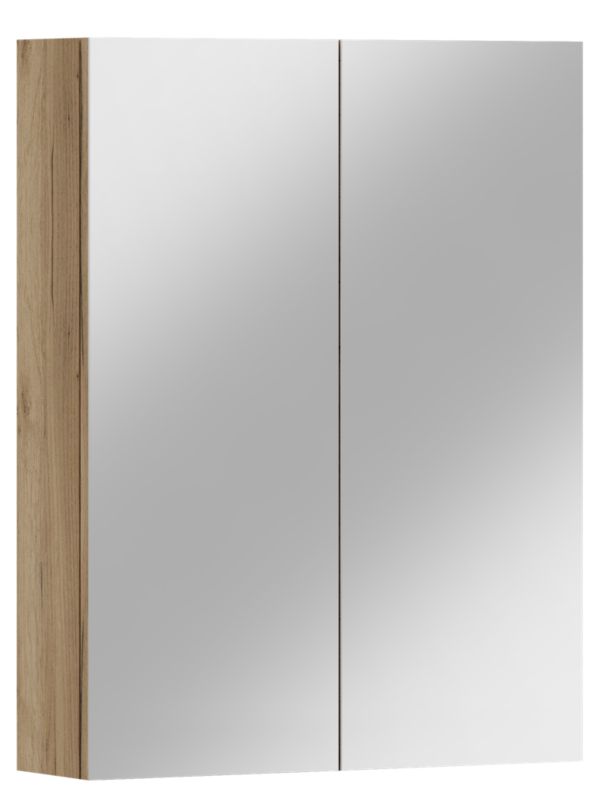 Szafka łazienkowa wisząca ANTICO 60 z lustrem dąb craft złoty