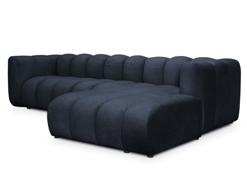 Narożnik prawostronny LaMiaSofa NAPOLI z tkaniny szenilowej 288x179 cm niebieski 1 szt.