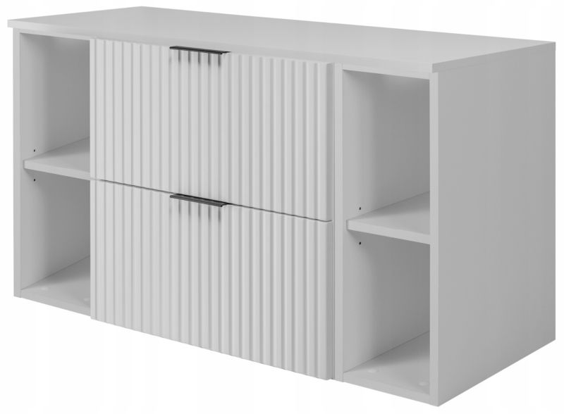 Szafka łazienkowa Furnidea 100 cm wisząca pod umywalkę biała z regałami i blatem FLOW 1 szt.