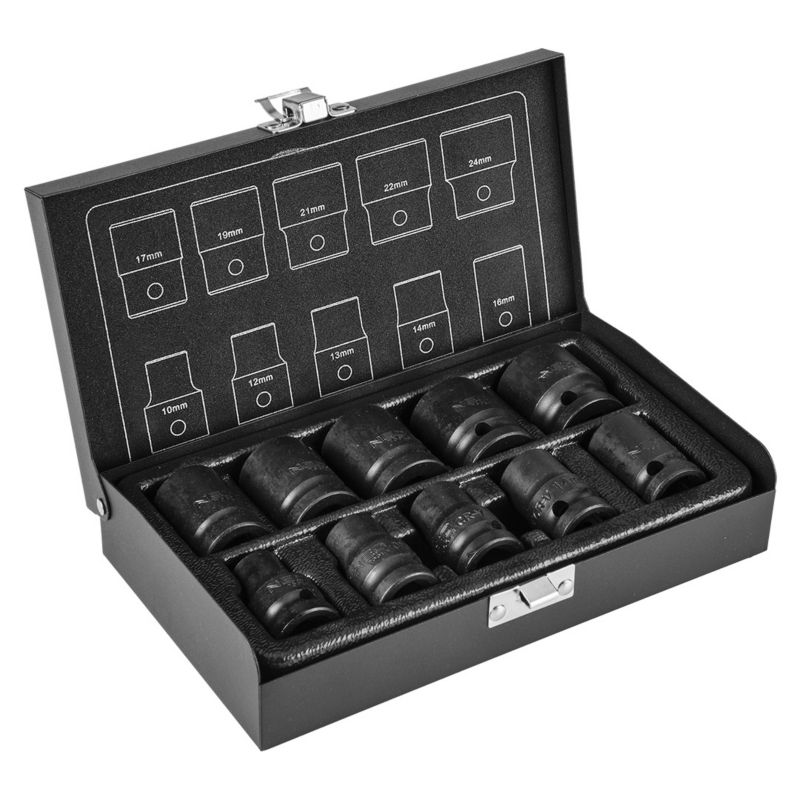 Nasadki udarowe NEO TOOLS 1/2", 10-24 mm, zestaw 10 szt. 1 kpl