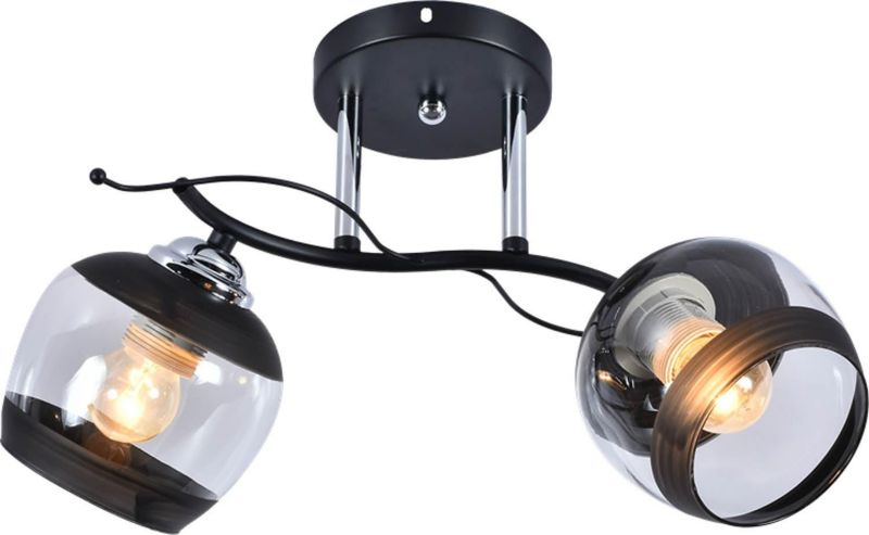 Lampa sufitowa wisząca Lampex Alemria czarna-chromowana wym: 25 x 48 x 15 cm 2xE27 x 60W 1 szt.