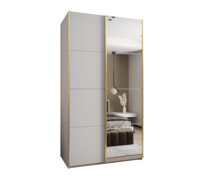 Szafa przesuwna Abiks LUX 3 wysoka szer.140cm biały/biały/złoty 1szt.