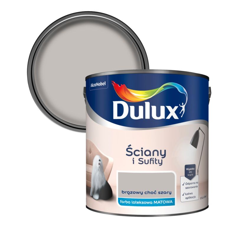 Farba Dulux Ściany i Sufity brązowy choć szary 2,5 l