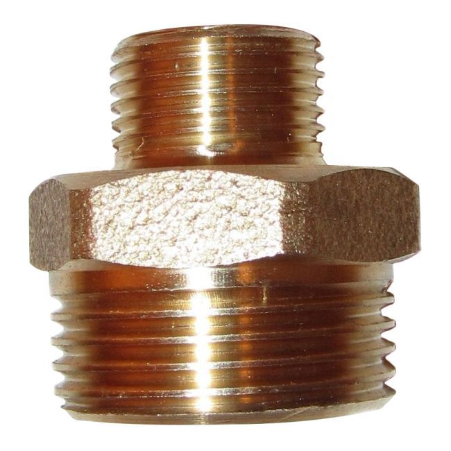 Nypel redukcyjny mosiądz gwint zewnętrzny / zewnętrzny 1/4" x 1/2"