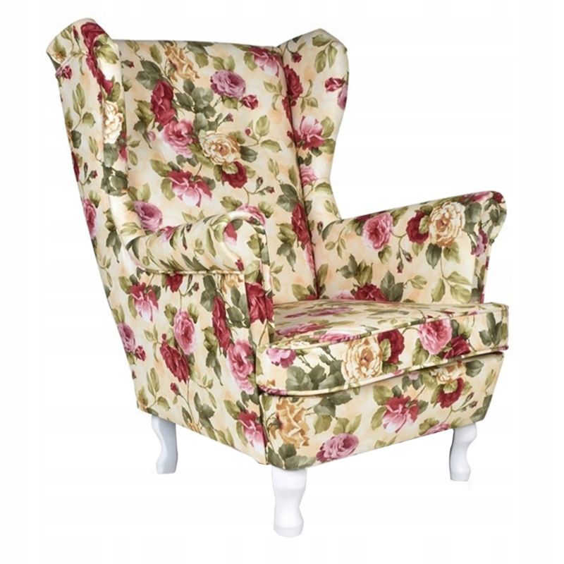 Fotel uszak do salonu Family Meble ARI PRINT różowy beżowy 1szt