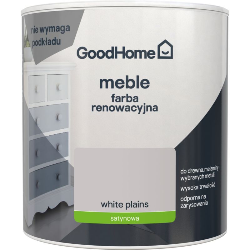 Farba renowacyjna do mebli GoodHome Reno white plains satyna 0,5 l