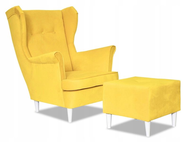Fotel uszak do salonu z podnóżkiem Family Meble ARI cytryna 1szt