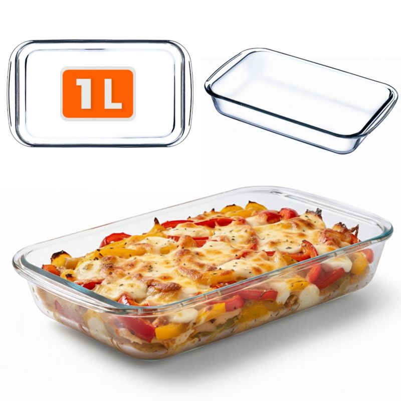 Naczynie Żaroodporne KADAX 1L Prostokątne Szklane małe Do Zapiekania 1szt.