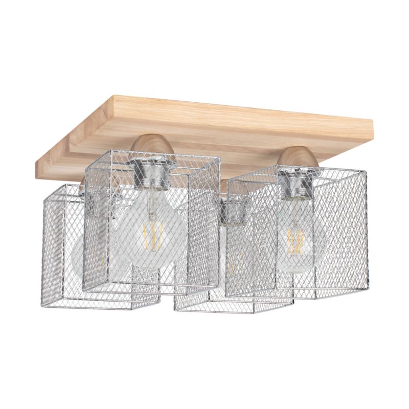 Drewniana Lampa Sufitowa SPOT Light Norman 4xE27 Max.25W Dąb Olejowany FSC z Dodatkiem Chromu, Polski Producent, 1 szt.