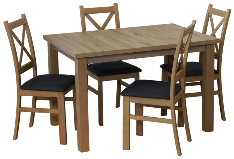 Komplet stół 120x80 z 4 krzesłami Bonni M011-4 Dąb Artisan 1 kpl.