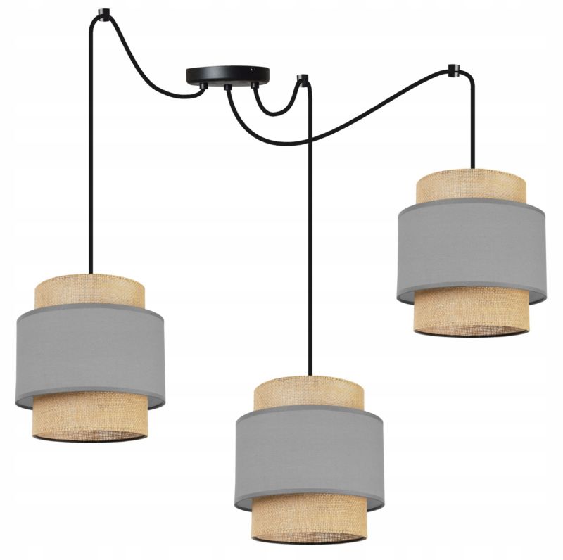 Lampa sufitowa wisząca Light Home LH Boho Juta Pająk 3x E27 60W szary 1szt.