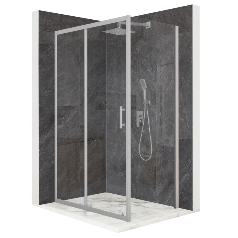 Kabina prysznicowa prostokątna TECHGLOBE przesuwna srebrna 110x80 szkło 6mm + powłoka 1 szt.