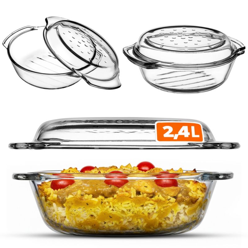 Naczynie Żaroodporne KADAX Z Pokrywą 2,4L Okrągłe 1szt.