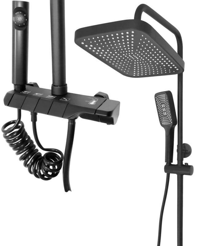 Zestaw bateria prysznicowa ścienna Estiva RAB Black czarna 1 kpl