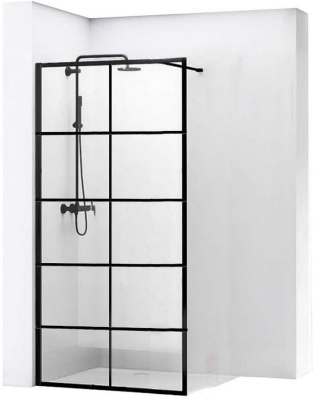 Ścianka prysznicowa Rea Bler 80 cm czarny półmat, szkło przezroczyste, hartowane, Easy Clean, 1 szt.