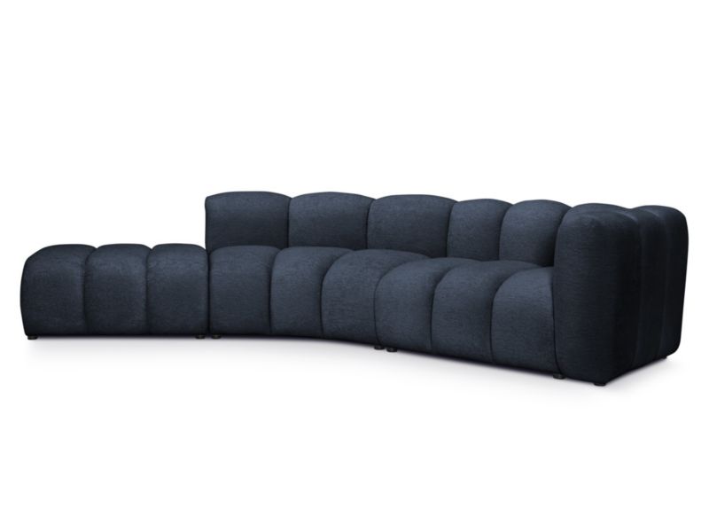 Narożnik prawostronny LaMiaSofa NAPOLI z tkaniny szenilowej 335x166 cm niebieski 1 szt.