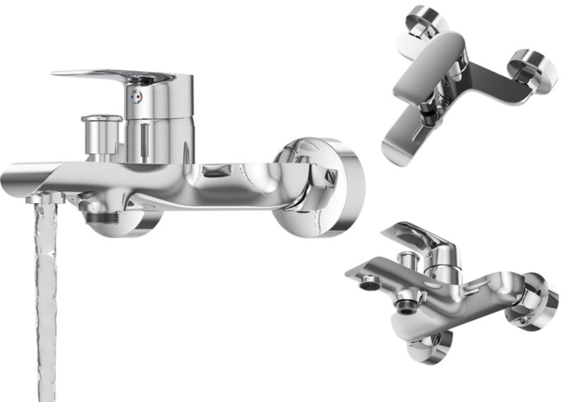 Bateria wannowo-prysznicowa ścienna Granitan łazienkowa kran do wanny chrom vito 1 szt.