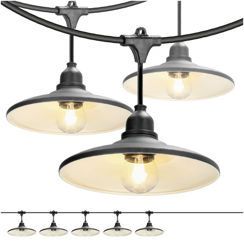 Girlanda świetlna 5m + żarówki LED Kobi + 5x klosz czarny 1kpl.