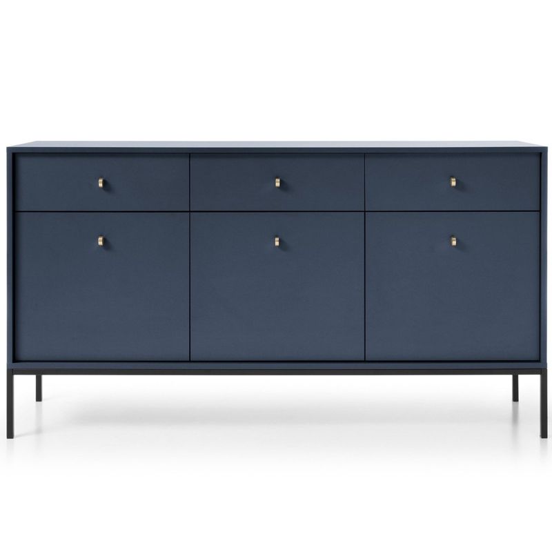 Komoda Pamiers z szufladami granatowa INTESI 154 cm nowoczesna na nóżkach do salonu 1 szt.