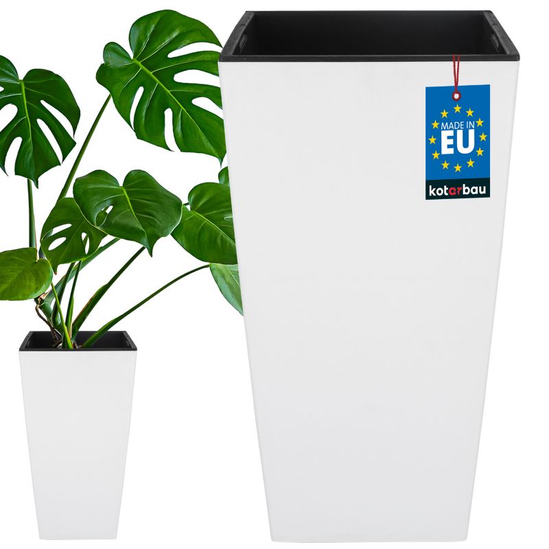 Doniczka KOTARBAU 290x290x545 mm urbi square biała z wkładem 1 szt.