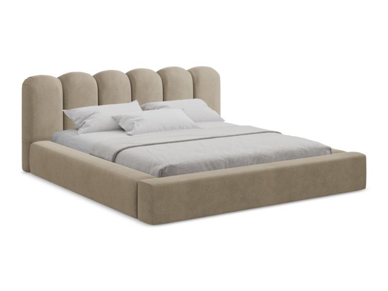 Tapicerowane łóżko z pojemnikiem LaMiaSofa Mano Aksamit 160x200 Beżowy 1 szt.
