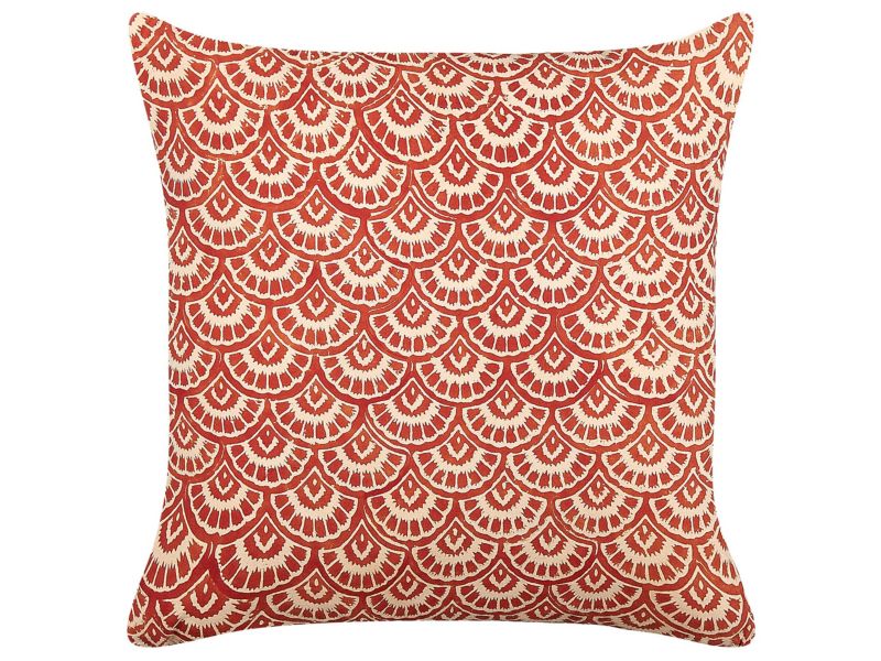 Poduszka dekoracyjna Rhus Bawełna 45 x 45 cm Geometryczny Druk blokowy Czerwony 1 szt.