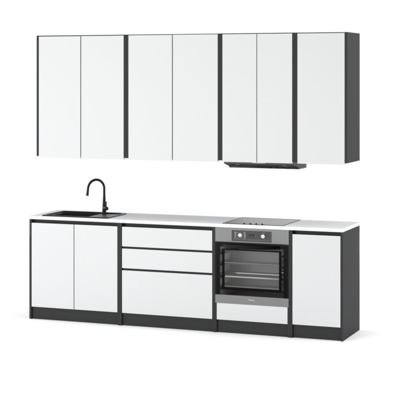 Zestaw Kuchenny Hurtownia-Mebli Z Blatem Kuchnia Bella Piekarnik 260cm Szary Mat Biały Mat 260x47x185 cm 1szt.