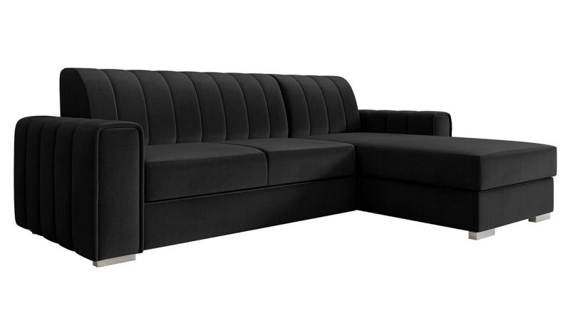 Narożnik z funkcją spania MIRJAN 24 Kenzo prawy czarny plusz 1 szt.