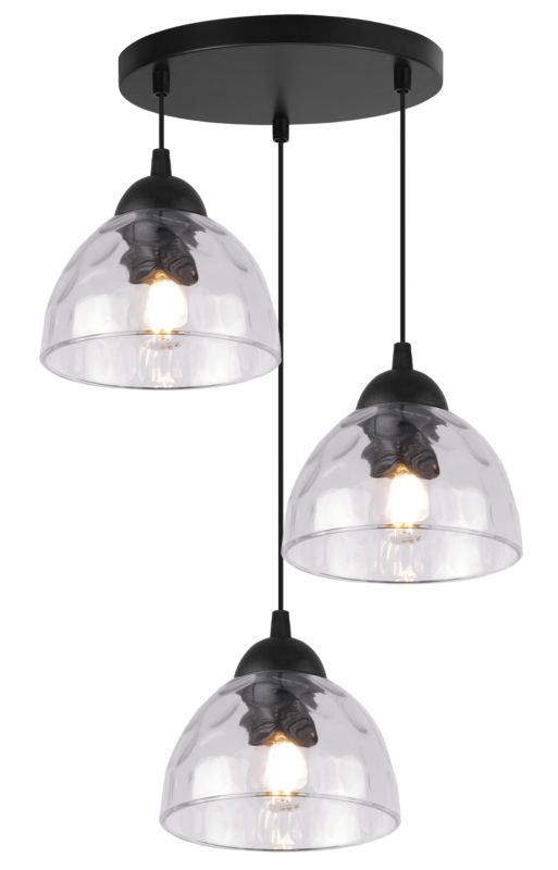 Lampa sufitowa wisząca Light Home LH Venice 3x E27 60W okrągły klosz bezbarwny 1szt.