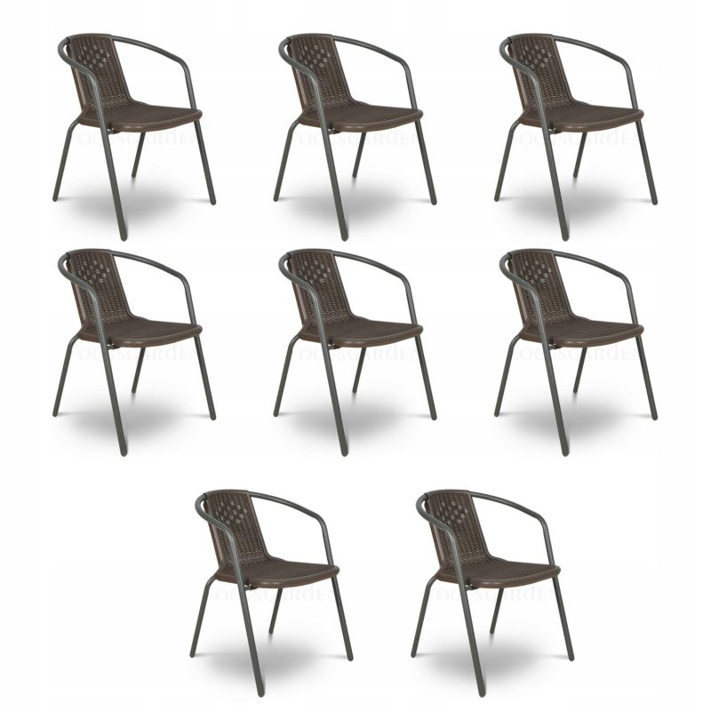 Zestaw Krzesło Ogrodowe Focus Garden Simple Brązowy na Taras metal Komplet 8 szt