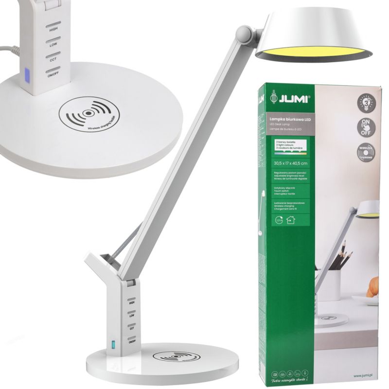 Lampa biurkowa JUMI szkolna na biurko stołowa LED ładowanie indukcyjne dotykowa 1 szt.