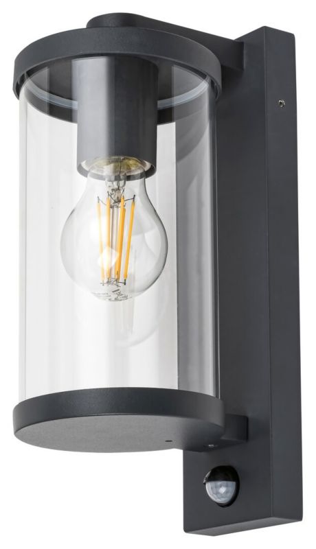 Kinkiet zewnętrzny z czujnikiem Rabalux Silistra antracytowo-przezroczysty 1 x E27 x 60W IP44 wym: 29 x 11,5 x 16 cm - 1 szt.
