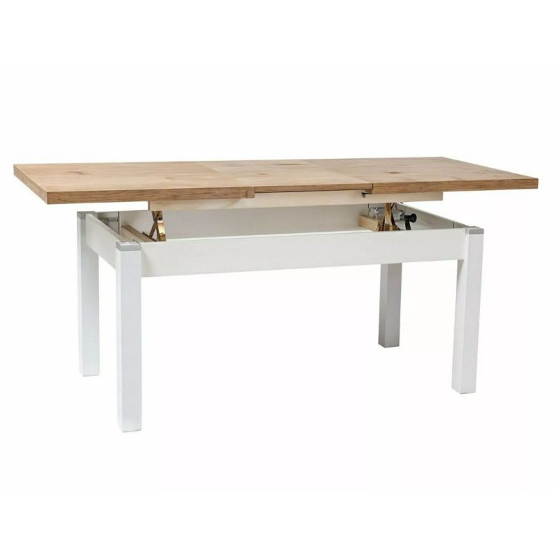 Ława KLEOPATRA 124(164)x64 dąb lancelot/biały rozkładana SIGNAL 1 szt.