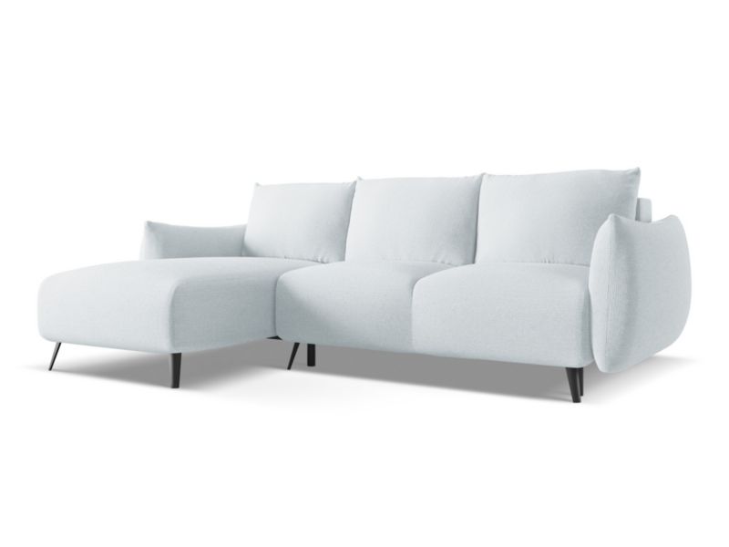 Narożnik lewostronny z funkcją spania LaMiaSofa GENOVA z tkaniny szenilowej 242x162 cm jasny niebieski 1 szt.