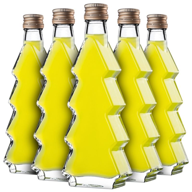 Butelka KADAX szklana choinka 200ml z złotą zakrętką 10 szt.