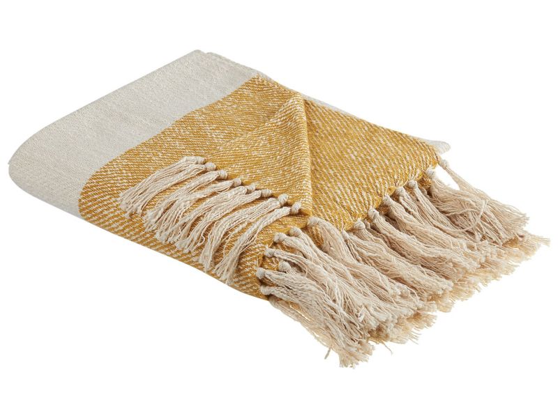 Koc Salme Tkanina 130 x 170 cm Beżowy 1 szt.