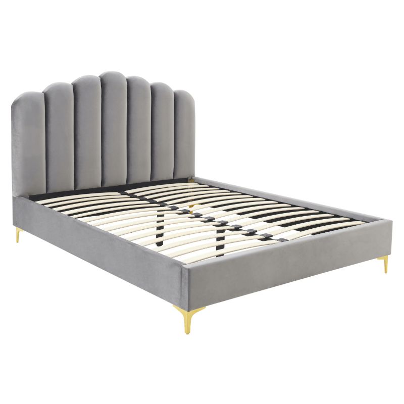 Łóżko Mebel Elite GEMINI 160x200 Tapicerowane Dwuosobowe Do Sypialni Welurowe Szary 1 szt