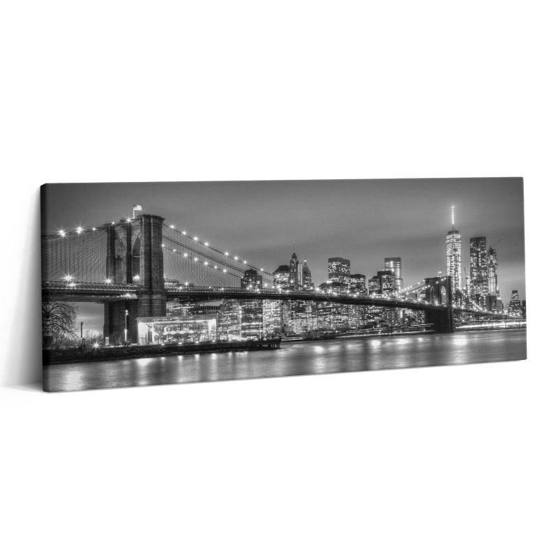 Obraz na płótnie Wallfluent 125x50 cm Nowy Jork Brooklyn Bridge nocą 1 szt.