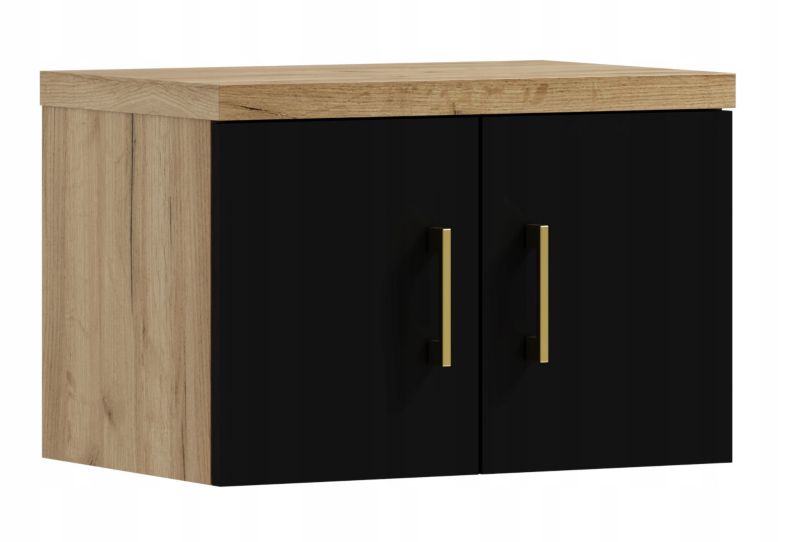 Szafka łazienkowa ADK Meble MARKUS 50 wisząca pod umywalkę czarny/dąb craft złoty 1 szt.