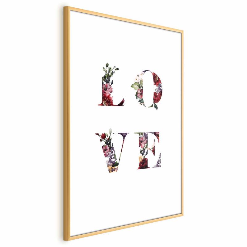 Plakat Artgeist Miłość w kwiatach 60x90 cm z ramą złotą 1 szt