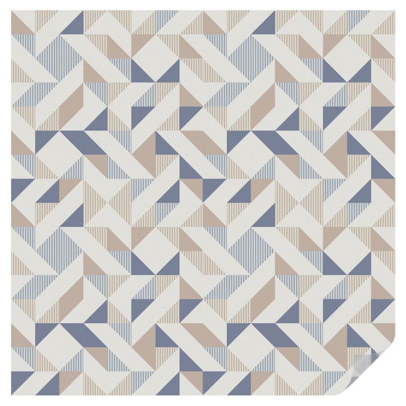 Folia Dekoracyjna na Szybę Tulup 100x100 cm Witraż Samoprzylepny Geometryczne trójkąty w beżach i granatach 1 rol.