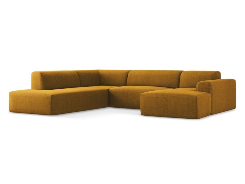 Sofa panoramiczna LaMiaSofa BOVA z tkaniny strukturalnej 344x264 cm musztardowy 1 szt.
