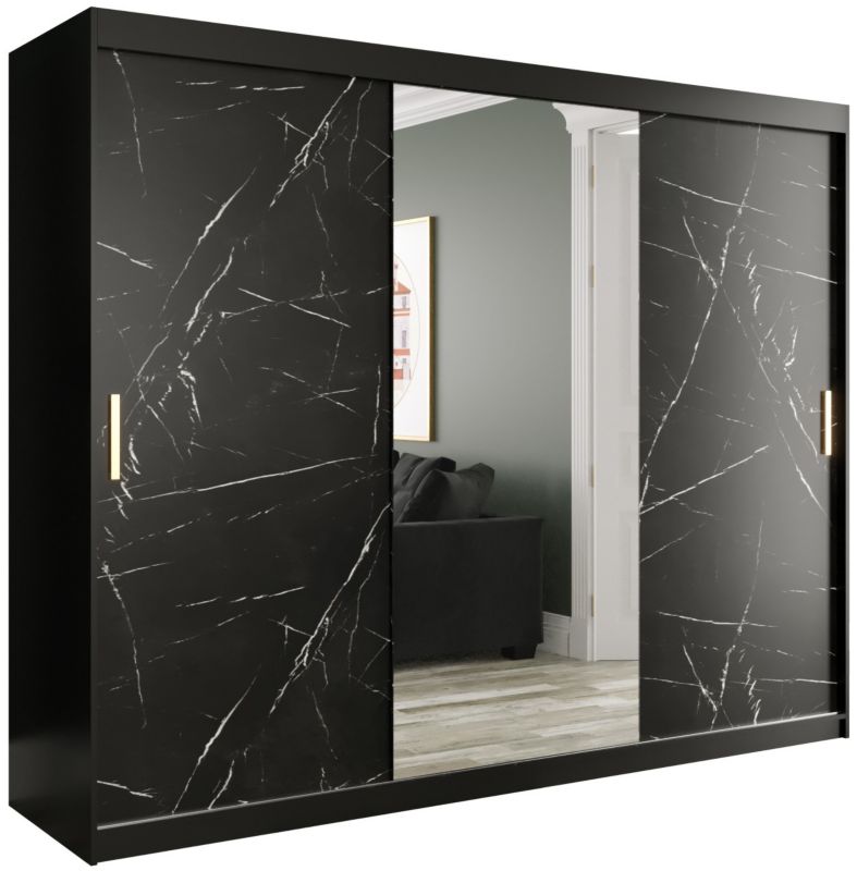 Szafa przesuwna Garderoba Abiks Marmur T1 250 czarny + czarny 1 szt.