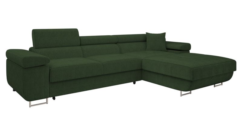 Narożnik z funkcją spania MIRJAN 24 Torezio Mini Sztruks prawy ciemnozielony 1 szt.