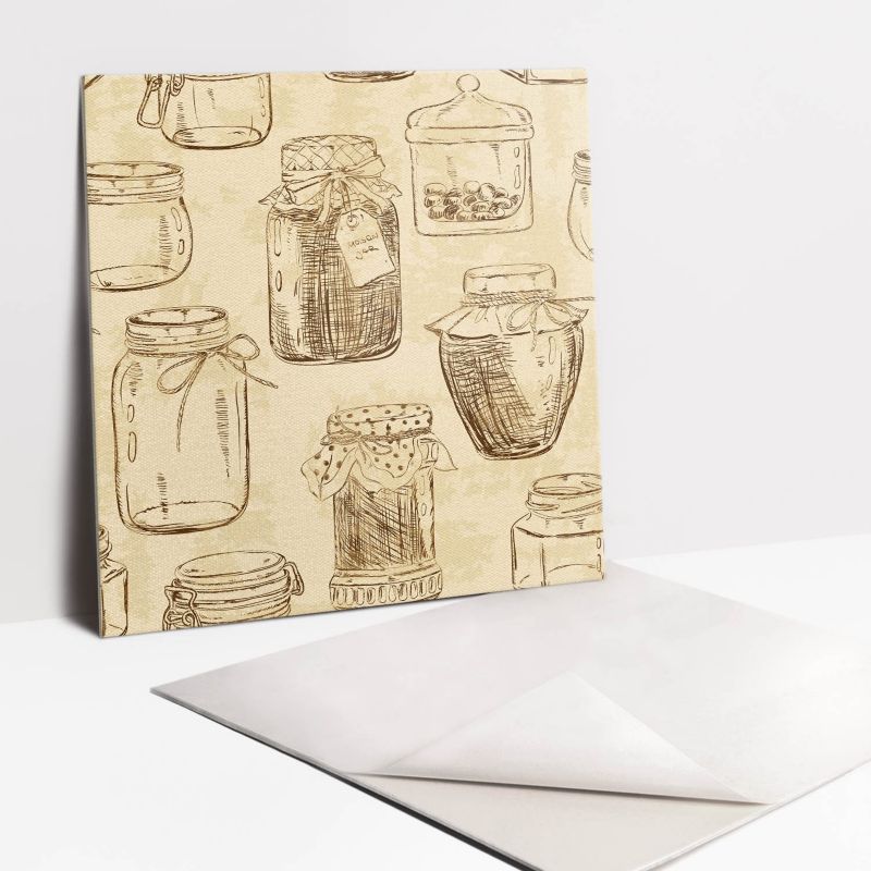 Kafelki samoprzylepne Tulup 30x30 cm Słoiki na brązowym tle 9 szt.