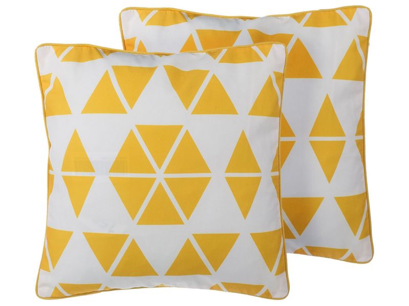 Zestaw 2 poduszek Wzór geometryczny Pansy 45 x 45 cm Żółty 1 par.