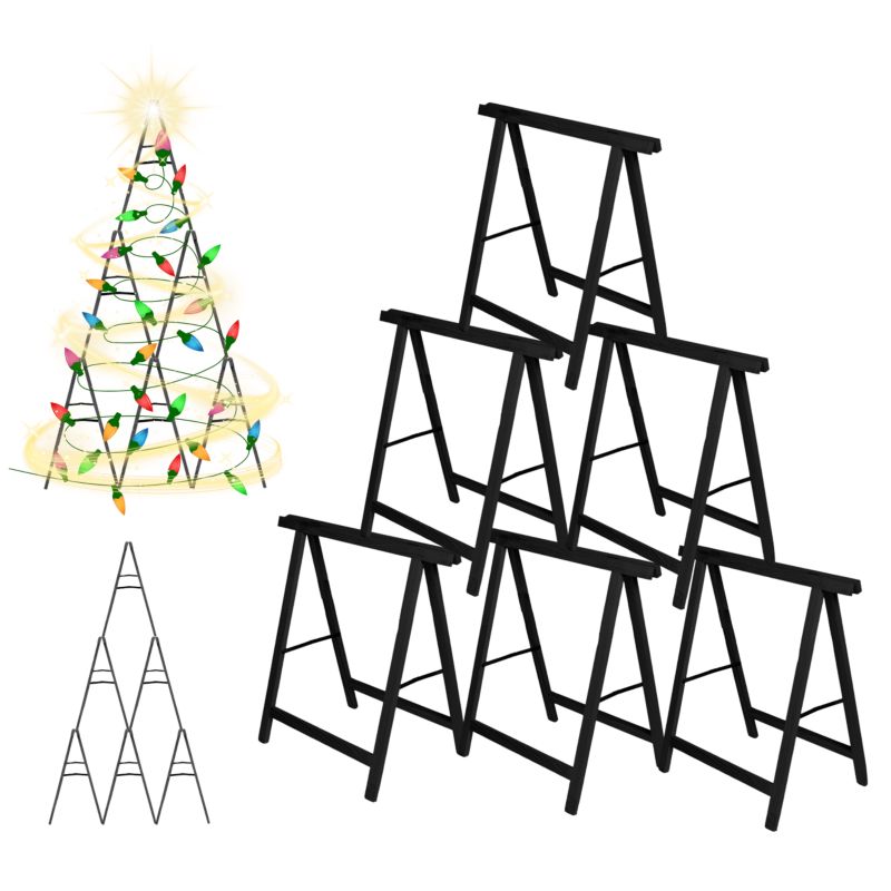 Zestaw do złożenia choinki z koziołków MODO24 czarny impregnat 6 szt koziołków choinka 1 kpl