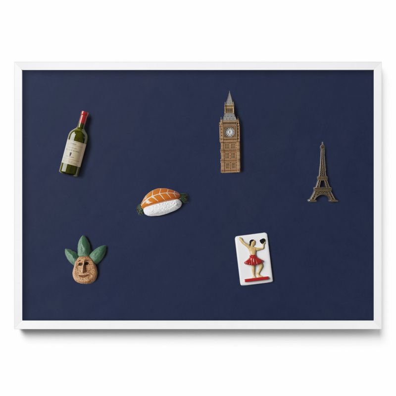 Tablica magnetyczna na ścianę Tulup 70x50 cm Kolor ciemny granatowy w białej ramie 1 szt.