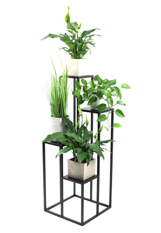 Kwietnik stojący JAKPOL stojak na 4 kwiaty Loft 112cm metalowy wysoki czarny 1 szt.