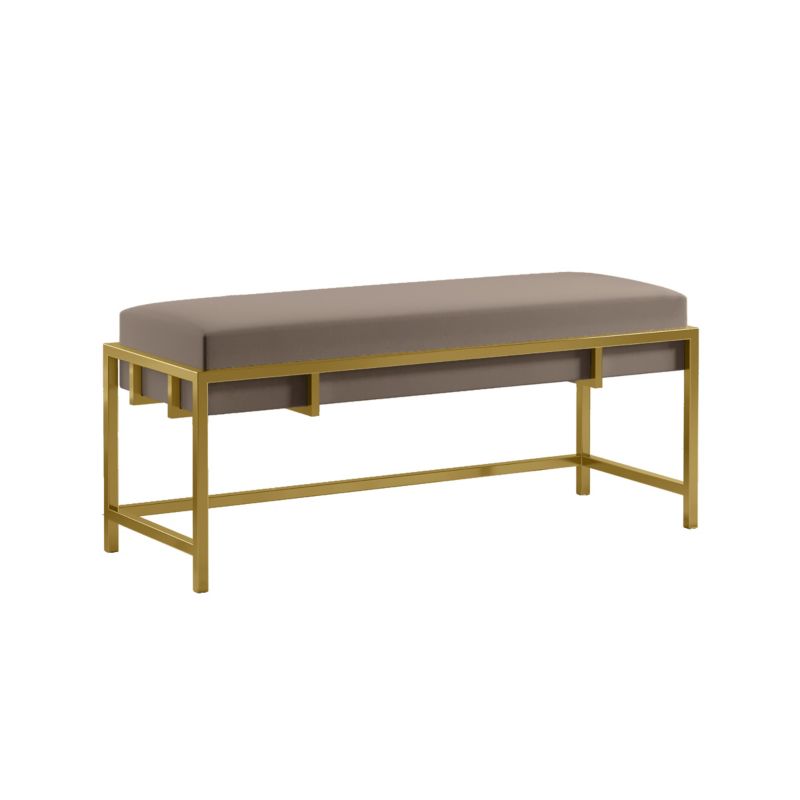 Ławka tapicerowana Bettso Lamo 80 cm nowoczesna w tkaninie royal velvet na złotym stelażu szarobrązowy 1szt.